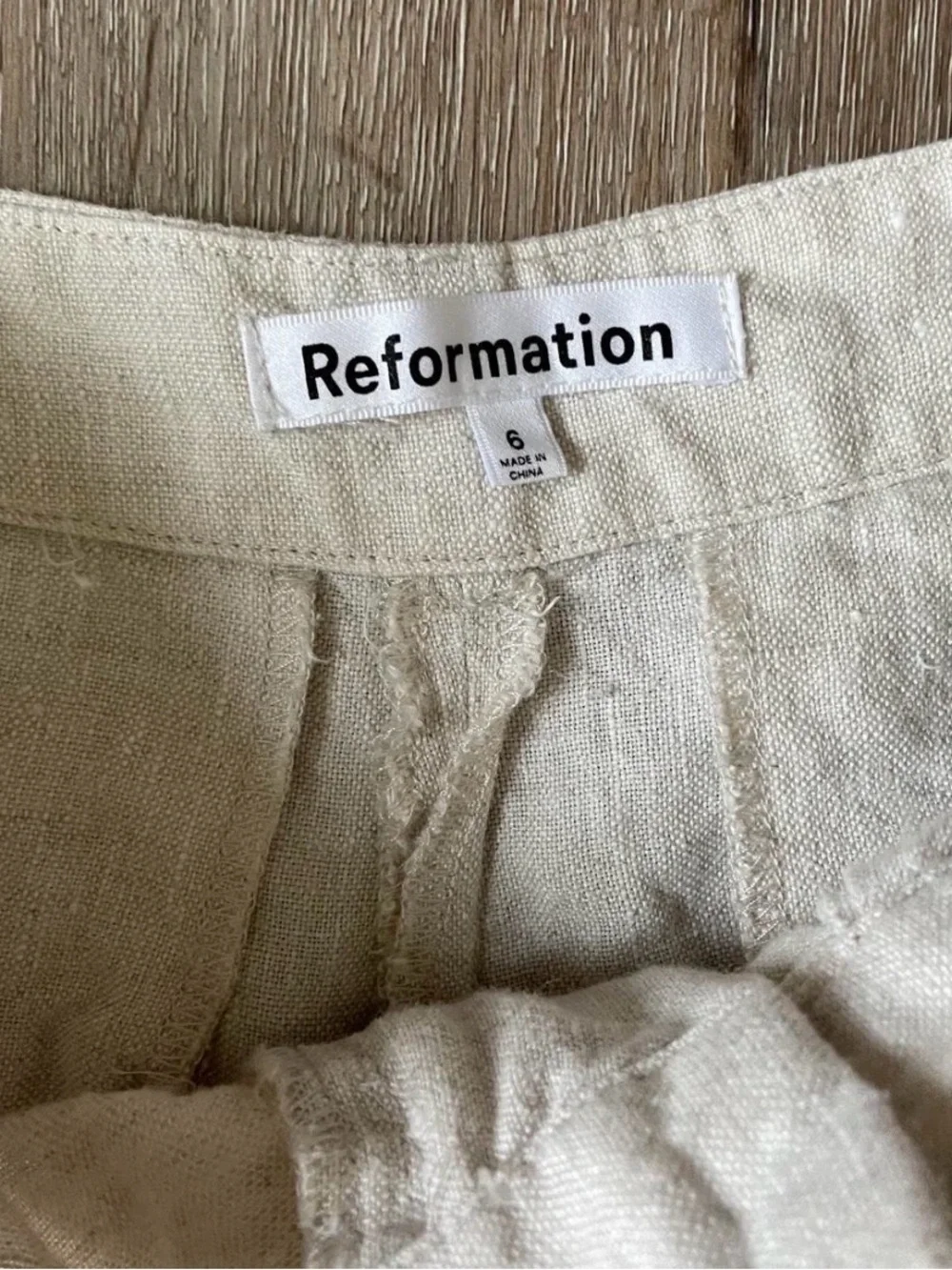 Reformation Men's Linen Blend Chinos in Off-White